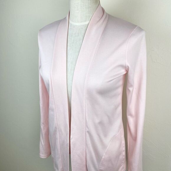 L.L. Bean Pima Cotton Knit Open-Front Cardigan Shawl - Pink - Picture 2 of 6